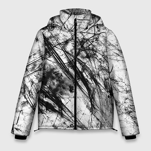 Мужская зимняя куртка Чёрно белые узоры / 3D-Черный – фото 1
