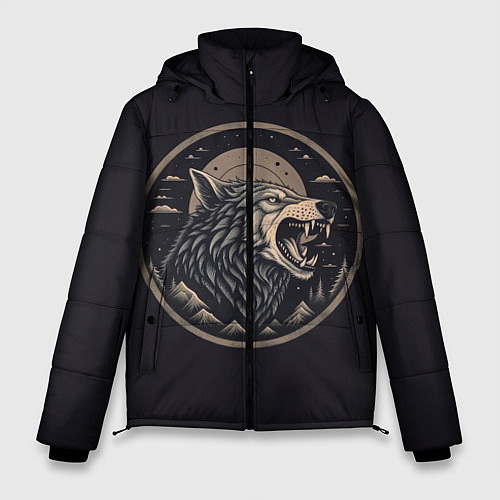 Мужская зимняя куртка Волк хищник / 3D-Черный – фото 1