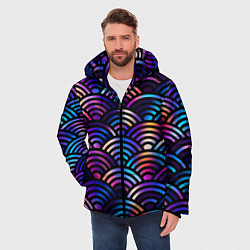 Куртка зимняя мужская Разноцветные волны-чешуйки, цвет: 3D-светло-серый — фото 2
