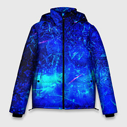 Куртка зимняя мужская Синий лёд и снежинки, цвет: 3D-черный