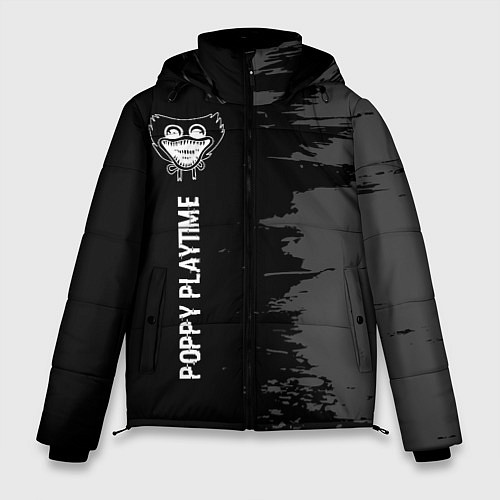 Мужская зимняя куртка Poppy Playtime glitch на темном фоне по-вертикали / 3D-Черный – фото 1