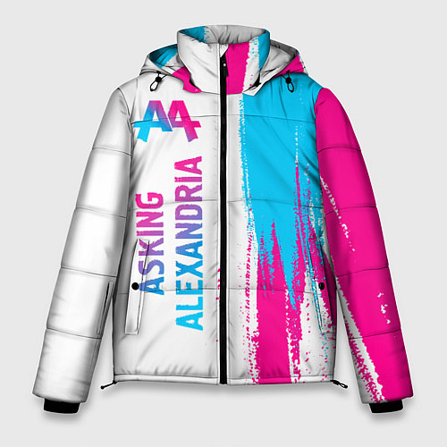 Мужская зимняя куртка Asking Alexandria neon gradient style по-вертикали / 3D-Черный – фото 1