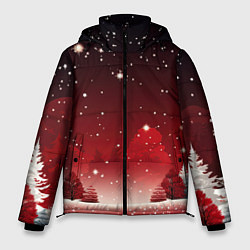 Куртка зимняя мужская Зимний берег реки с деревьями и льдом, цвет: 3D-черный