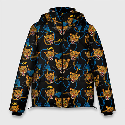 Мужская зимняя куртка Золотая цепь с леопардами / 3D-Светло-серый – фото 1