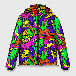 Куртка зимняя мужская Яркие цветные каракули, цвет: 3D-черный