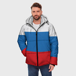 Куртка зимняя мужская Вязаный российский флаг, цвет: 3D-красный — фото 2
