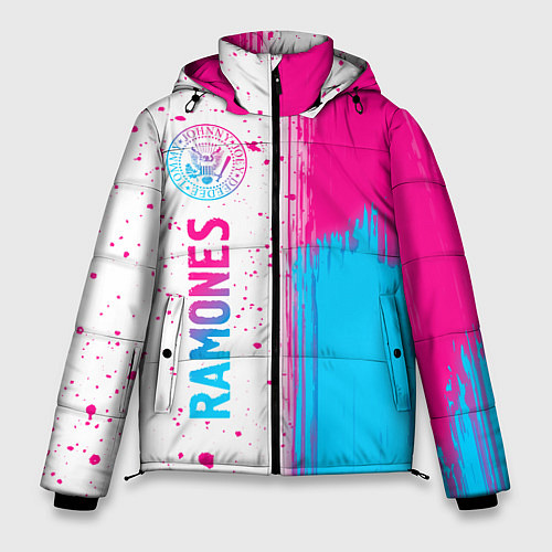 Мужская зимняя куртка Ramones neon gradient style по-вертикали / 3D-Черный – фото 1