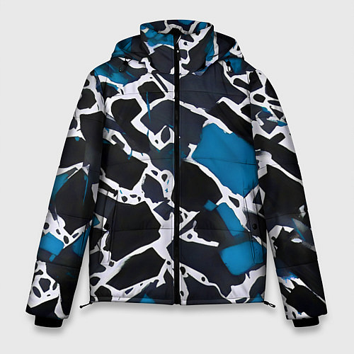Мужская зимняя куртка Кляксы чёрные и синие / 3D-Черный – фото 1