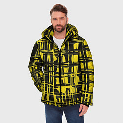 Куртка зимняя мужская Смазанная краска чёрная и жёлтая, цвет: 3D-черный — фото 2