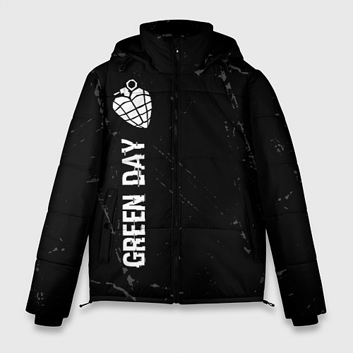 Мужская зимняя куртка Green Day glitch на темном фоне по-вертикали / 3D-Черный – фото 1