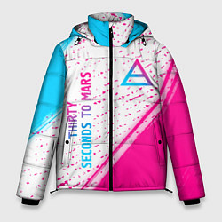 Куртка зимняя мужская Thirty Seconds to Mars neon gradient style вертика, цвет: 3D-черный