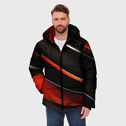 Куртка зимняя мужская Красные и черные вставки, цвет: 3D-черный — фото 2