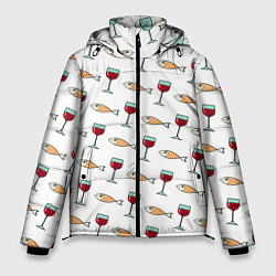 Куртка зимняя мужская Фокус с с исчезновением рыбы и вина, цвет: 3D-красный