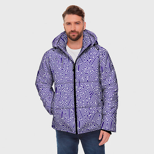 Мужская зимняя куртка Лабиринт из знаков препинания / 3D-Светло-серый – фото 3