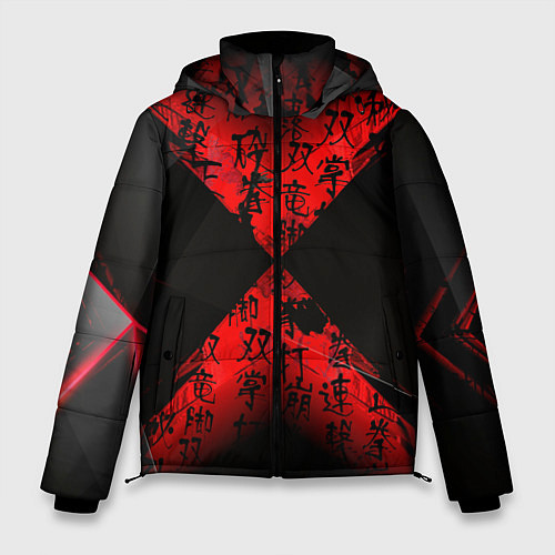 Мужская зимняя куртка Иероглифы и текстуры / 3D-Черный – фото 1
