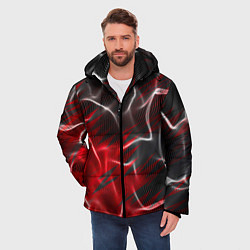 Куртка зимняя мужская Дым и красные текстуры, цвет: 3D-красный — фото 2