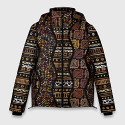 Куртка зимняя мужская Волнистый этнический орнамент, цвет: 3D-черный