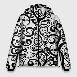 Куртка зимняя мужская Чёрный кружевной узор, цвет: 3D-черный