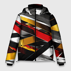 Куртка зимняя мужская Металлические красные и белые полосы, цвет: 3D-светло-серый