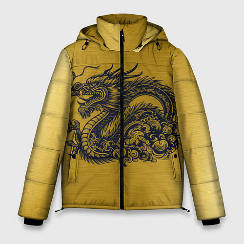 Мужская зимняя куртка Дракон на золоте / 3D-Светло-серый – фото 1