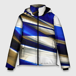 Куртка зимняя мужская Blue white abstract, цвет: 3D-черный
