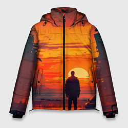 Куртка зимняя мужская Закат в пустынном городе, цвет: 3D-черный