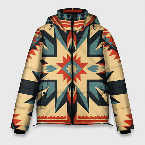 Мужская зимняя куртка Орнамент в стиле американских индейцев / 3D-Светло-серый – фото 1