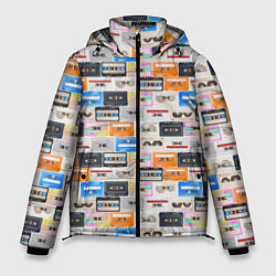 Куртка зимняя мужская Ретро магнитофонные кассеты, цвет: 3D-черный