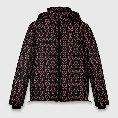 Мужская зимняя куртка Узоры бордо паттерн / 3D-Черный – фото 1