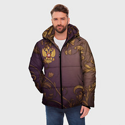 Куртка зимняя мужская Герб России золотой на фиолетовом фоне, цвет: 3D-черный — фото 2