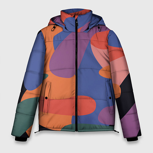 Мужская зимняя куртка Цветные кляксы / 3D-Черный – фото 1