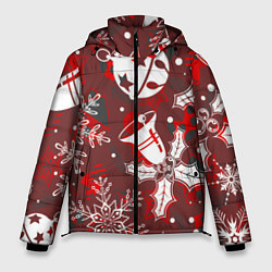 Куртка зимняя мужская Рождественские узоры паттерны, цвет: 3D-красный