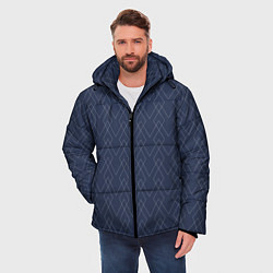 Куртка зимняя мужская Серо-синий геометричные линии, цвет: 3D-черный — фото 2