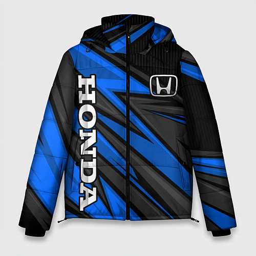 Мужская зимняя куртка Honda motors - синяя спортивная абстракция / 3D-Черный – фото 1