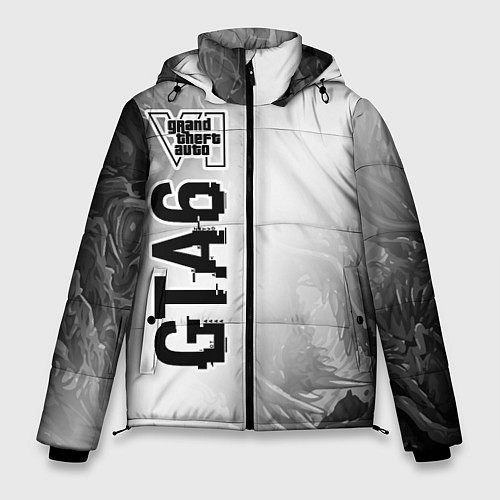 Мужская зимняя куртка GTA6 glitch на светлом фоне по-вертикали / 3D-Черный – фото 1
