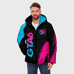 Куртка зимняя мужская GTA6 - neon gradient вертикально, цвет: 3D-черный — фото 2