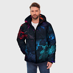Куртка зимняя мужская Темная цветная абстракция пятнами, цвет: 3D-красный — фото 2