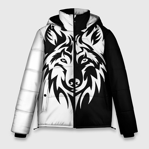 Мужская зимняя куртка Волк чёрно-белый / 3D-Черный – фото 1