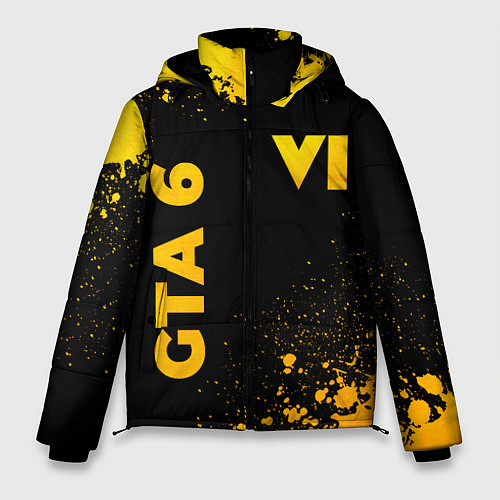 Мужская зимняя куртка GTA 6 - gold gradient вертикально / 3D-Черный – фото 1