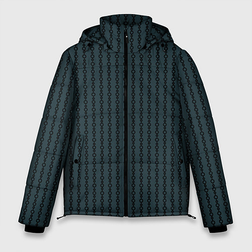 Мужская зимняя куртка Полосы цепочки серо-зелёный / 3D-Черный – фото 1