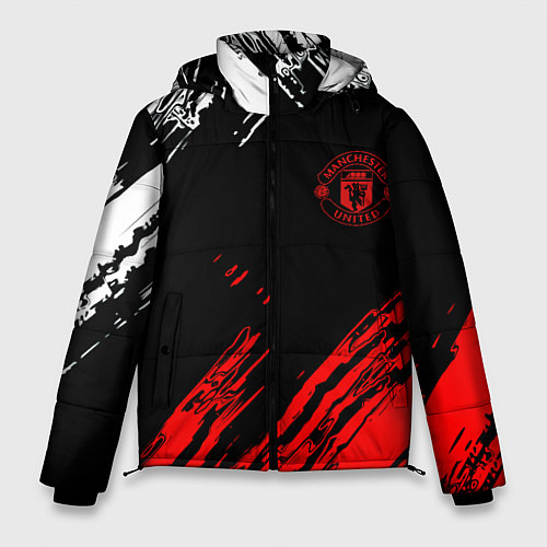 Мужская зимняя куртка ФК Манчестер Юнайтед спортивные краски / 3D-Светло-серый – фото 1
