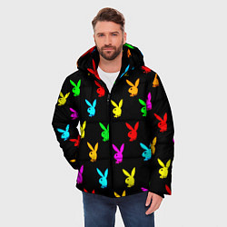 Куртка зимняя мужская Playboy pattern неон, цвет: 3D-светло-серый — фото 2