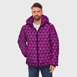 Куртка зимняя мужская Розовые и чёрные треугольники, цвет: 3D-черный — фото 2