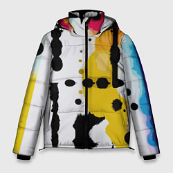 Куртка зимняя мужская Цветная абстракция - минимализм, цвет: 3D-черный