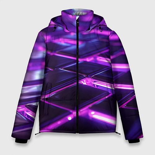 Мужская зимняя куртка Фиолетовая неоновая плитка / 3D-Красный – фото 1