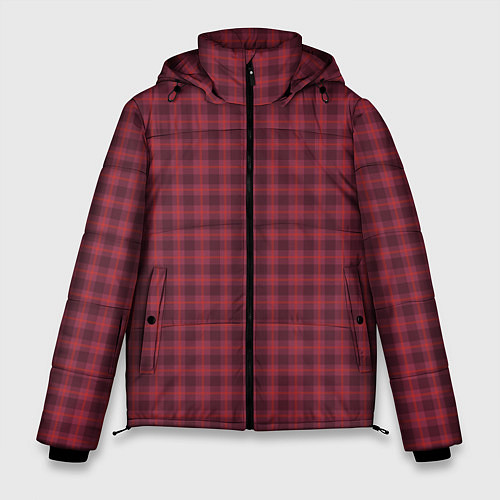 Мужская зимняя куртка Тёмно-красный клетчатый / 3D-Черный – фото 1