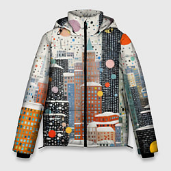 Куртка зимняя мужская Новогодний город, цвет: 3D-черный