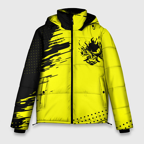 Мужская зимняя куртка Cyberpunk 2077 краски на чёрном / 3D-Светло-серый – фото 1