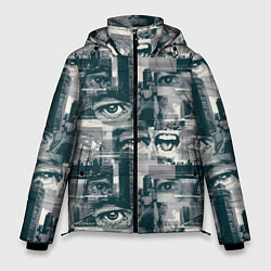 Куртка зимняя мужская Газетный узор, цвет: 3D-светло-серый