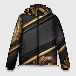 Куртка зимняя мужская Лепнина объемные узоры золотые, цвет: 3D-черный